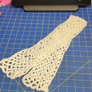 White Crochet Head Purse Neck Scarf Handmade 32" Long 4" wide